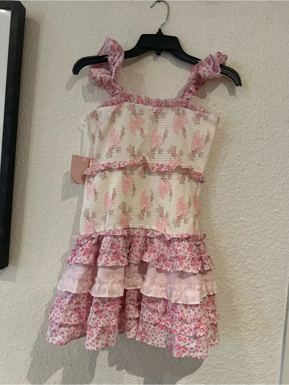 LoveShackFancy Kids Pink Floral Ruffled Sundress